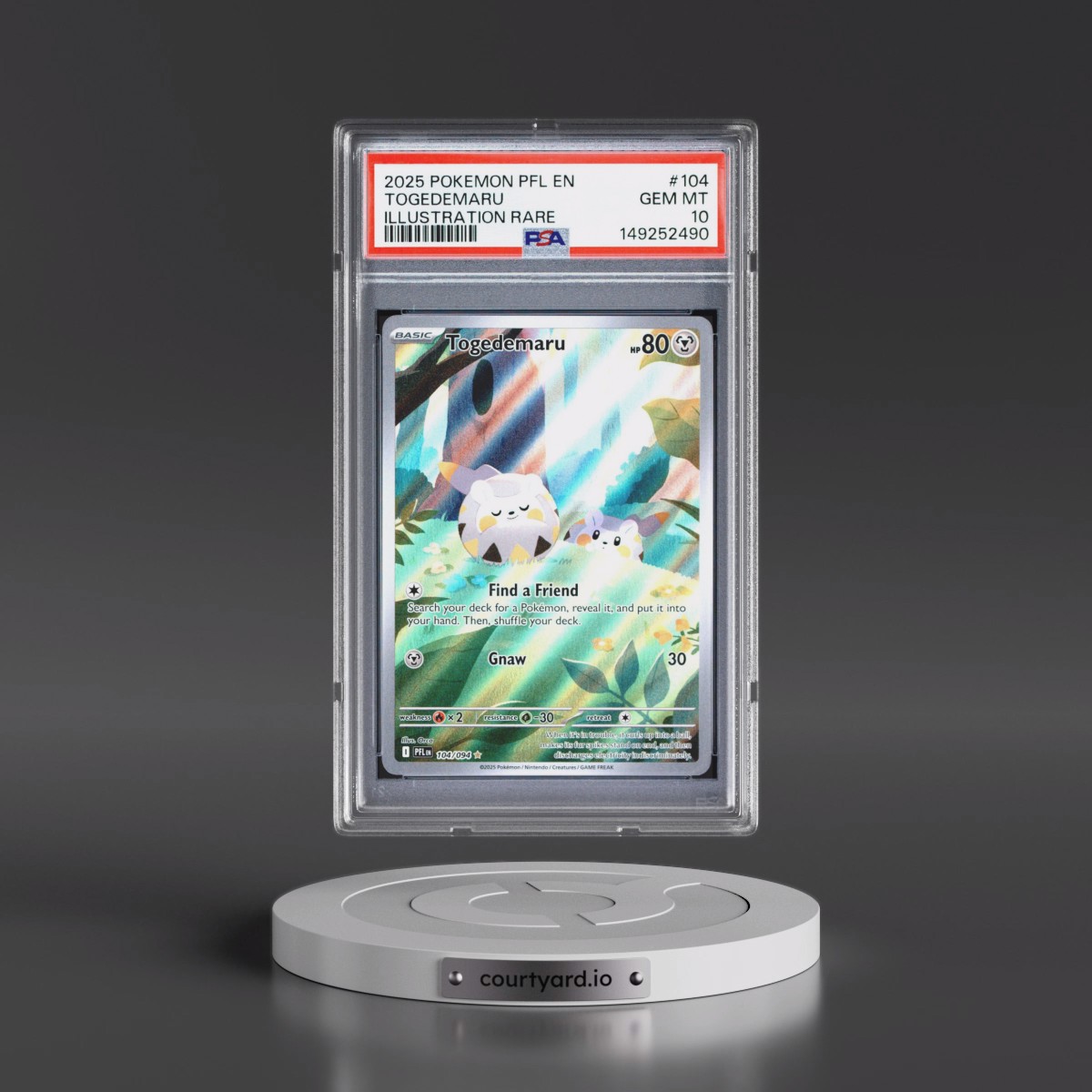 2025 Pokémon Pfl EN-Phantasmal Flames #104 Togedemaru - Illustration Rare (PSA 10 GEM MINT)
