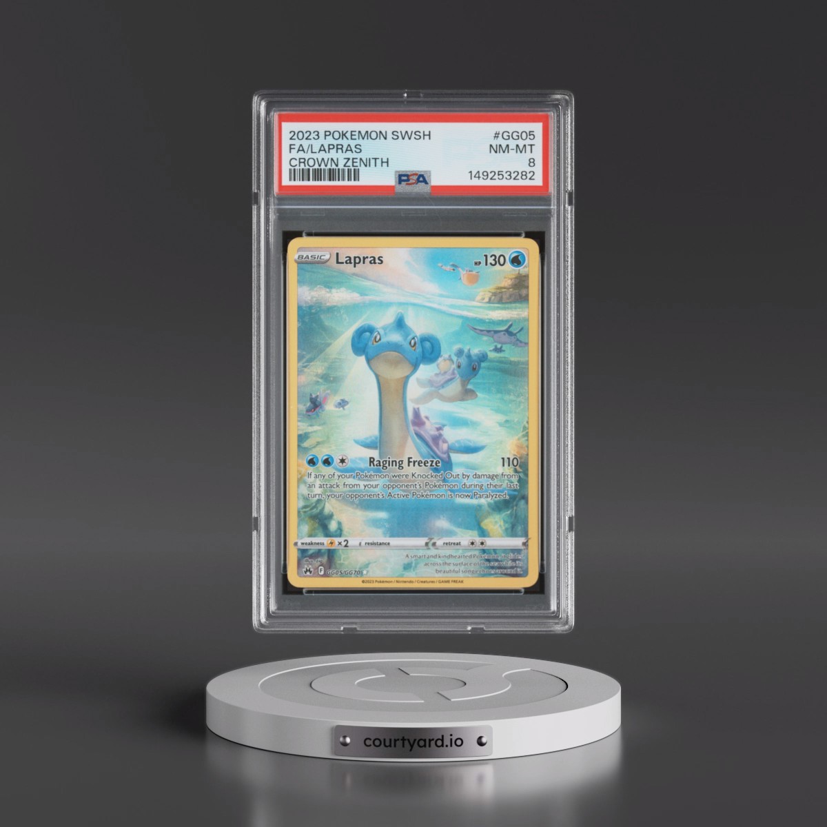 2023 Pokémon Sword and Shield Crown Zenith #GG05 Lapras - Full Art (PSA 8 NM-MT)