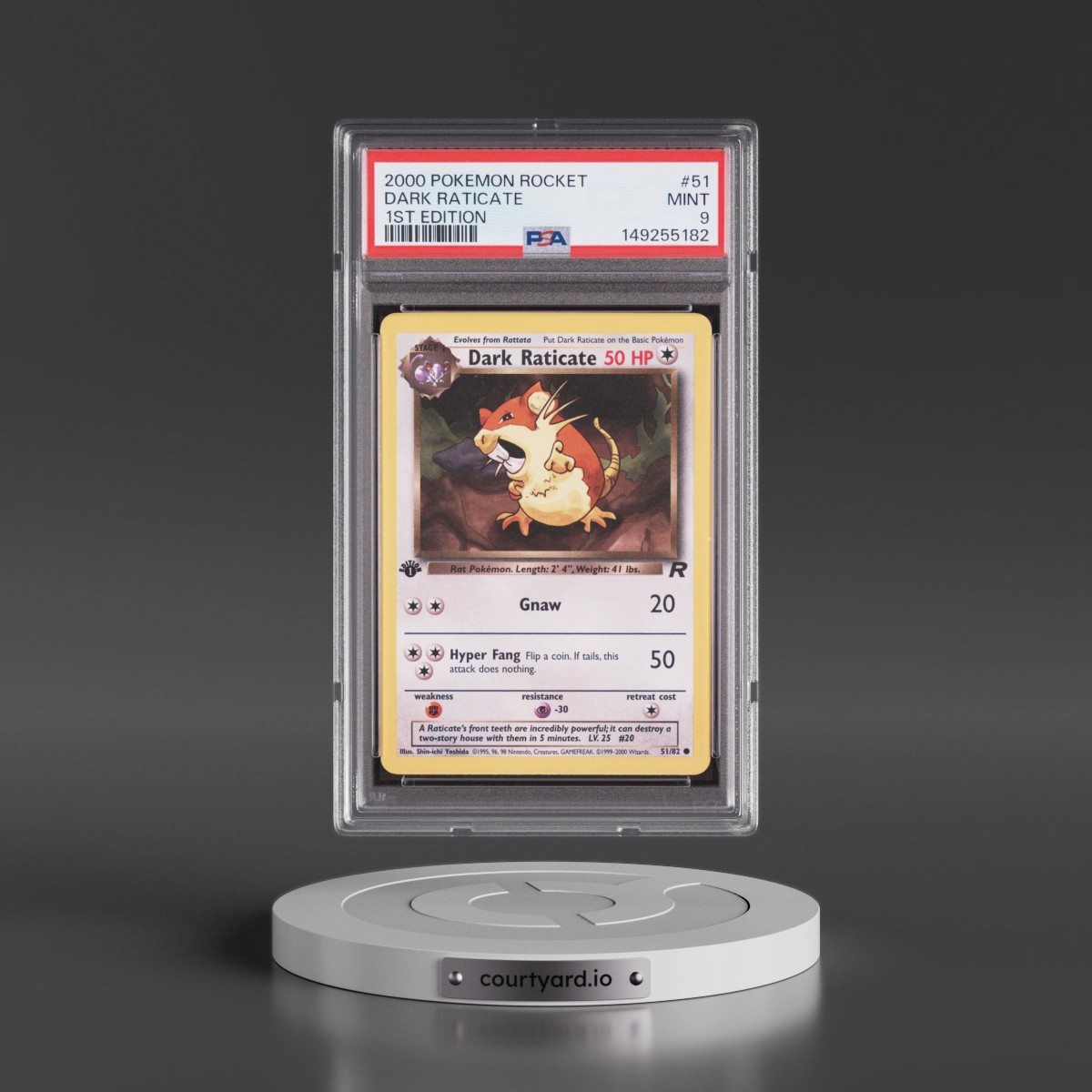 2000 Pokémon Rocket #51 Dark Raticate - 1st Edition (PSA 9 MINT)