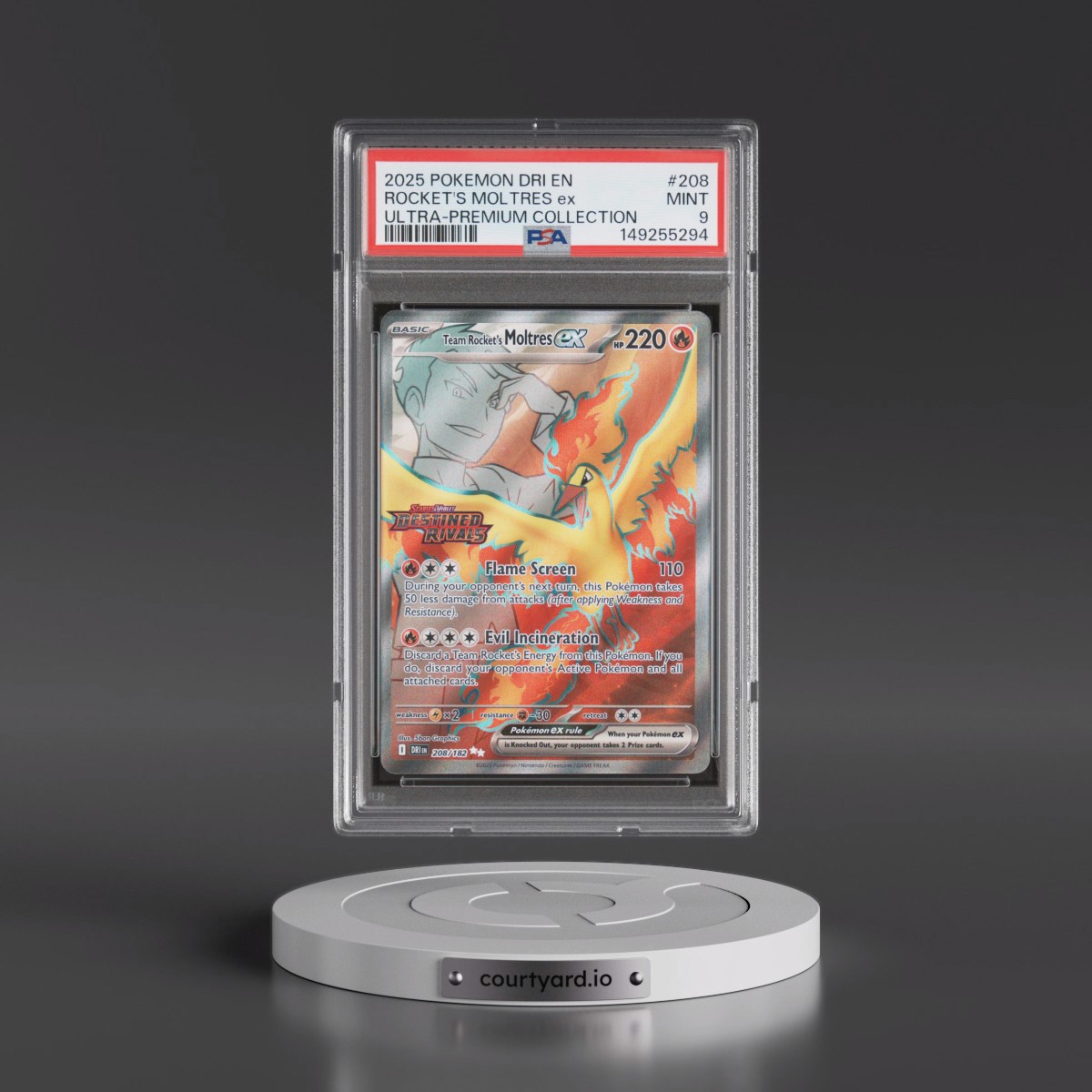 2025 Pokémon Dri EN-Destined Rivals #208 Team Rocket's Moltres EX - Holo Team Rocket's Moltres EX Ultra-Premium Collection (PSA 9 MINT)