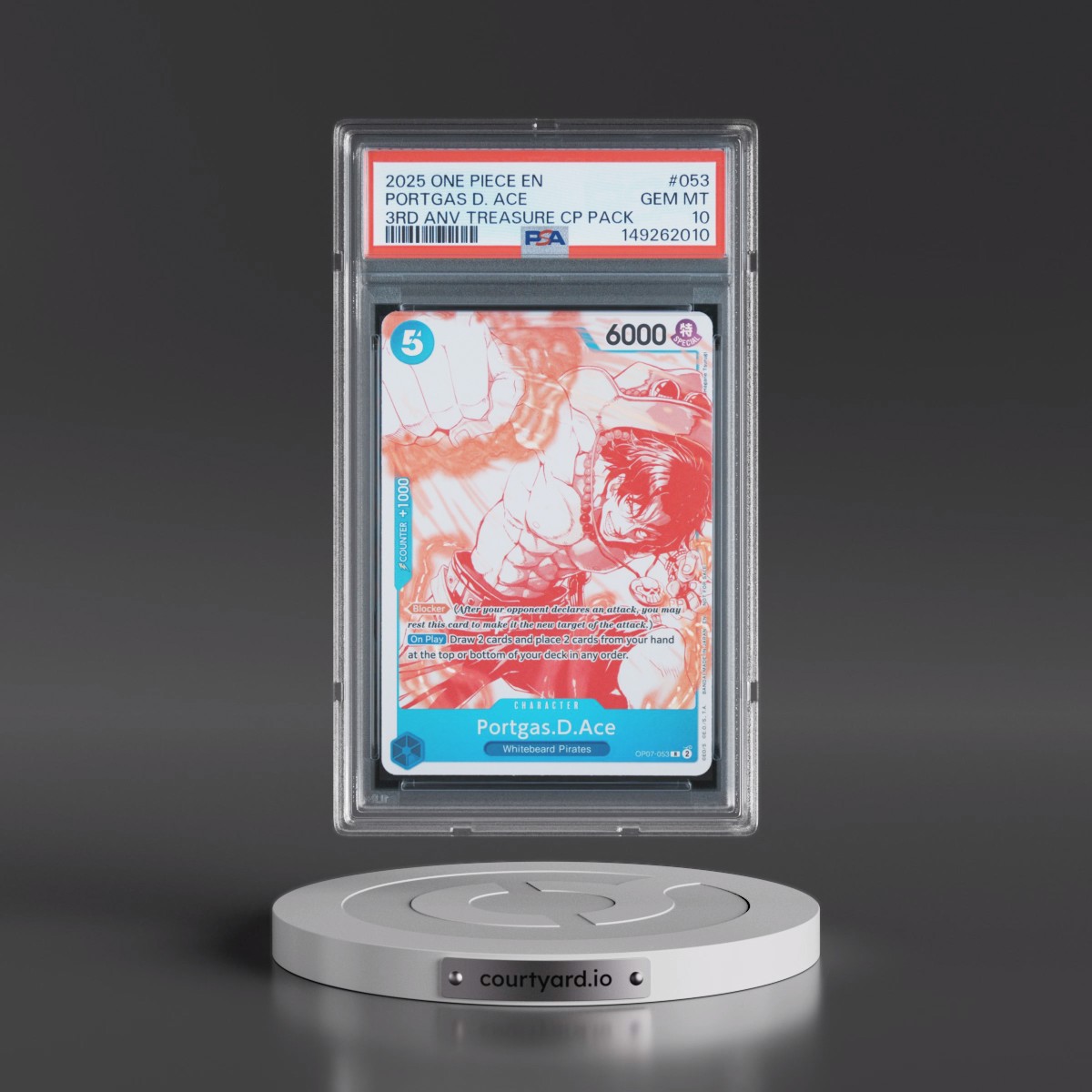 2025 One Piece 3rd Anniversary! One Piece Card Treasure Campaign Pack #053 Portgas D. Ace (PSA 10 GEM MINT)