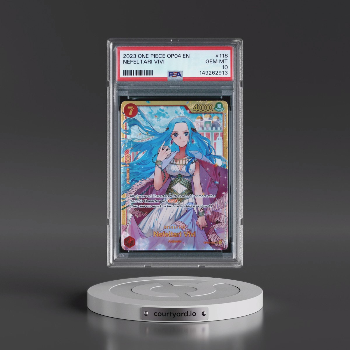 2023 One Piece OP04-Kingdoms of Intrigue #118 Nefeltari Vivi (PSA 10 GEM MINT)