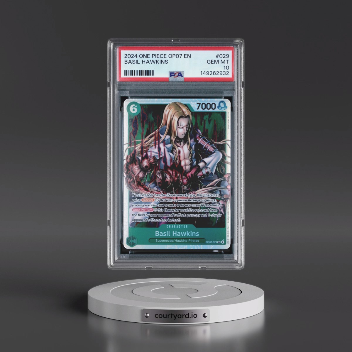 2024 One Piece OP07-500 Years in the Future #029 Basil Hawkins (PSA 10 GEM MINT)