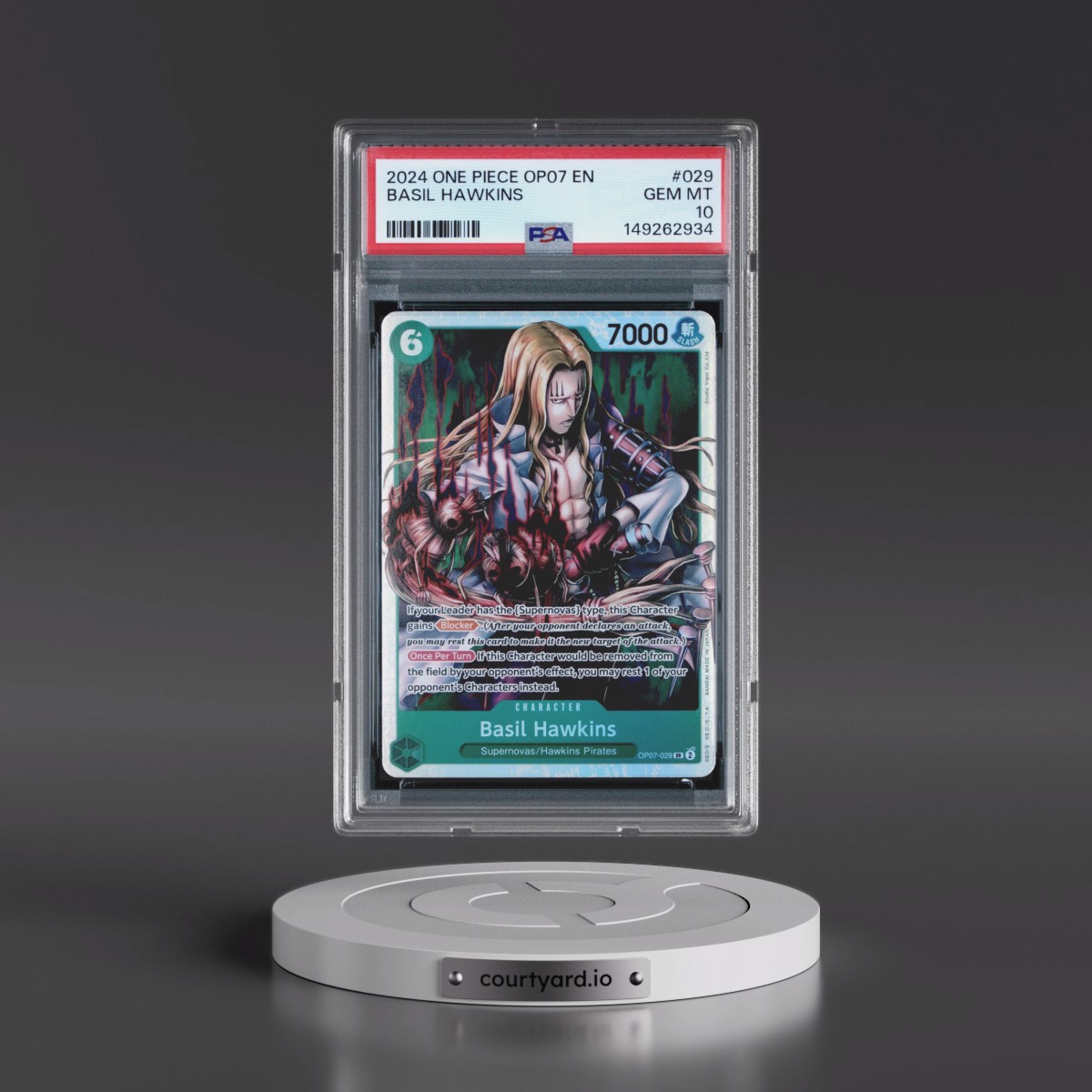 2024 One Piece OP07-500 Years in the Future #029 Basil Hawkins (PSA 10 GEM MINT)
