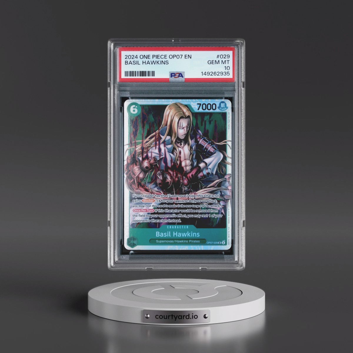 2024 One Piece OP07-500 Years in the Future #029 Basil Hawkins (PSA 10 GEM MINT)