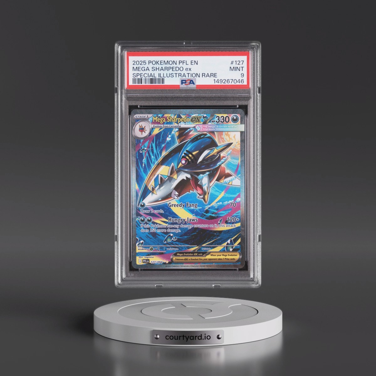2025 Pokémon Pfl EN-Phantasmal Flames #127 Mega Sharpedo EX - Holo Special Illustration Rare (PSA 9 MINT)