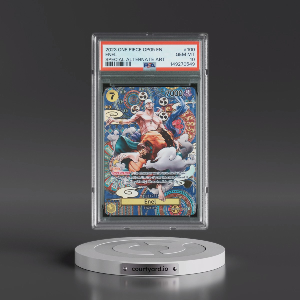 2023 One Piece OP05-Awakening of the New Era #100 Enel - Special Alternate Art (PSA 10 GEM MINT)