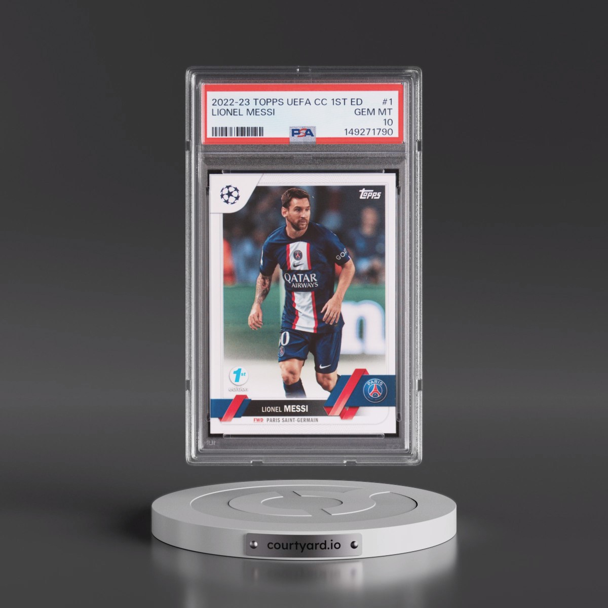 2022 Topps UEFA Club Competitions 1st Edition #1 Lionel Messi (PSA 10 GEM MINT)