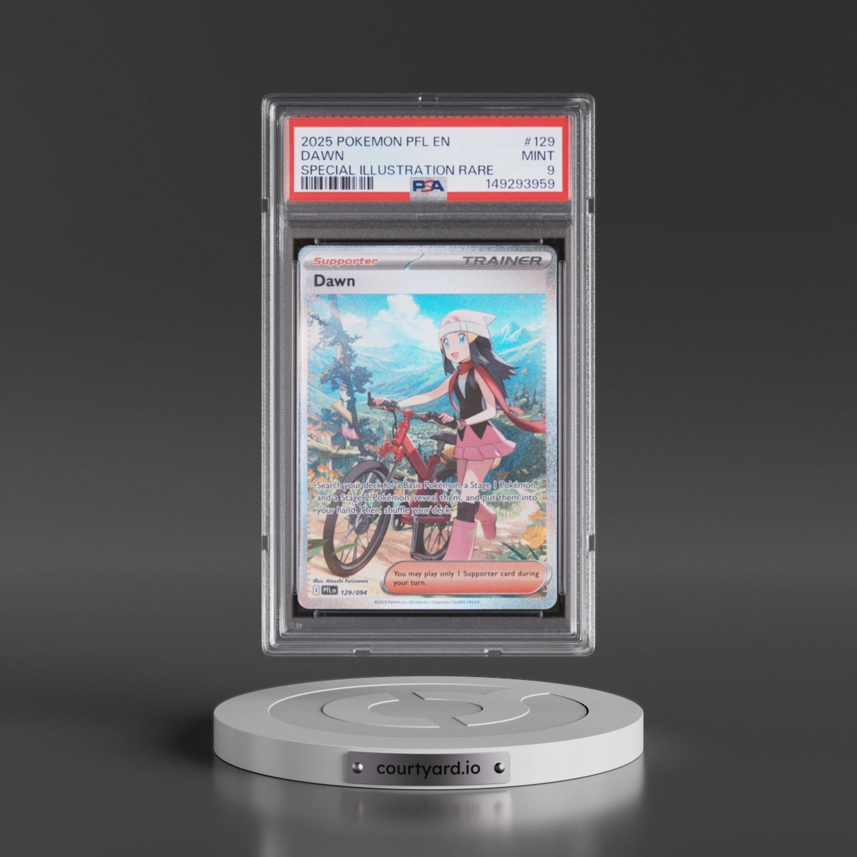 2025 Pokémon Pfl EN-Phantasmal Flames #129 Dawn - Special Illustration Rare (PSA 9 MINT)