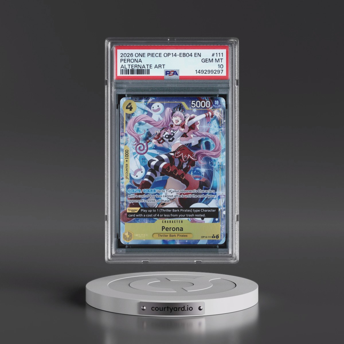 2026 One Piece OP14-EB04-the Azure Sea's Seven #111 Perona - Alternate Art (PSA 10 GEM MINT)
