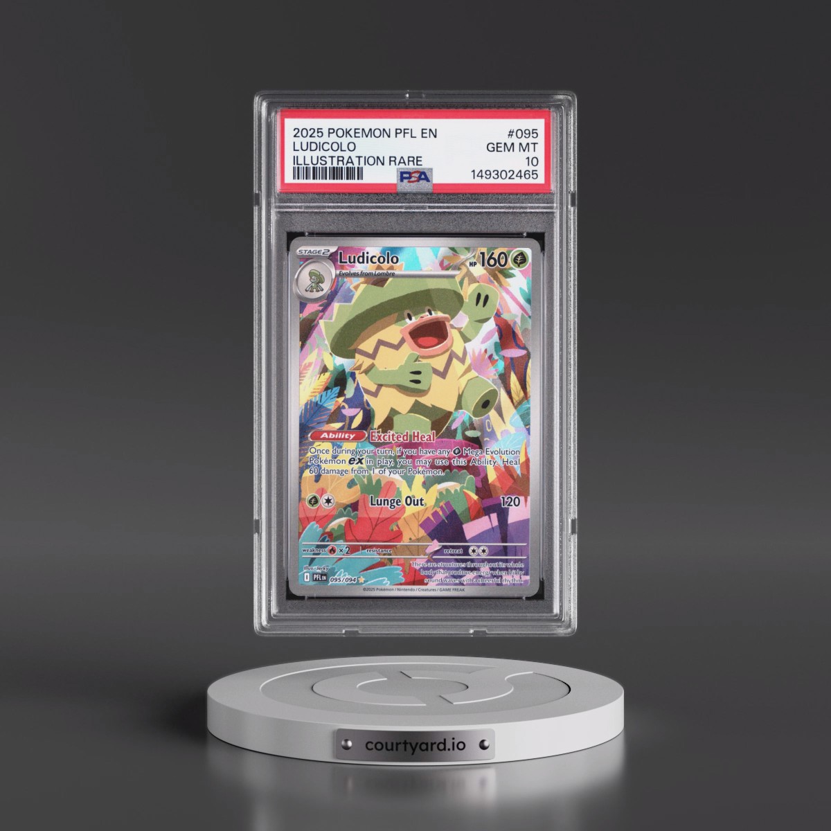 2025 Pokémon Pfl EN-Phantasmal Flames #095 Ludicolo - Illustration Rare (PSA 10 GEM MINT)