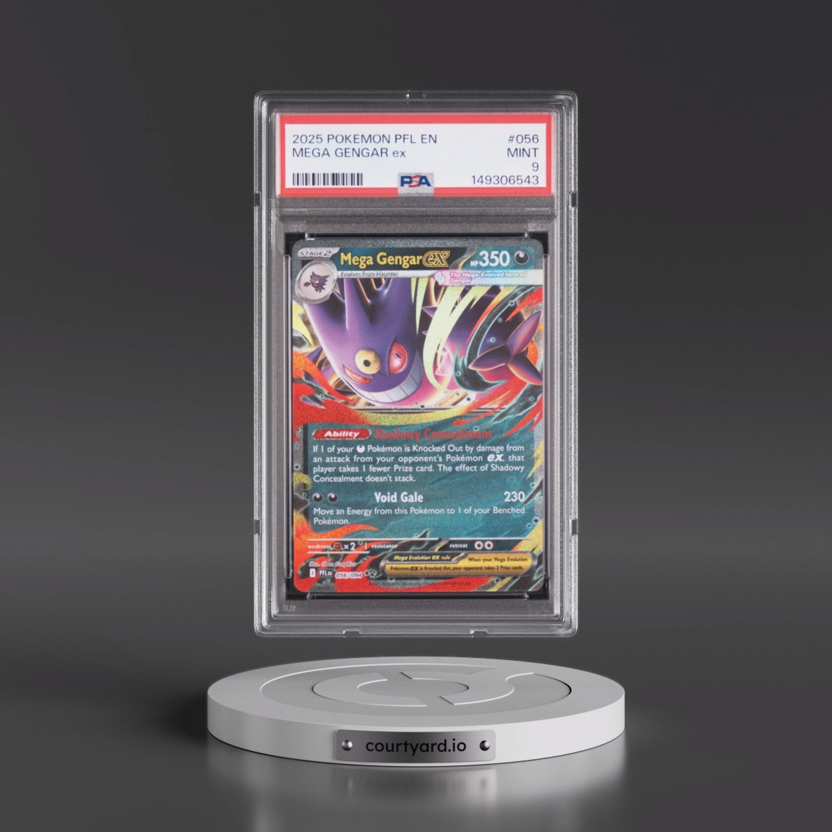 2025 Pokémon Pfl EN-Phantasmal Flames #056 Mega Gengar EX - Holo (PSA 9 MINT)