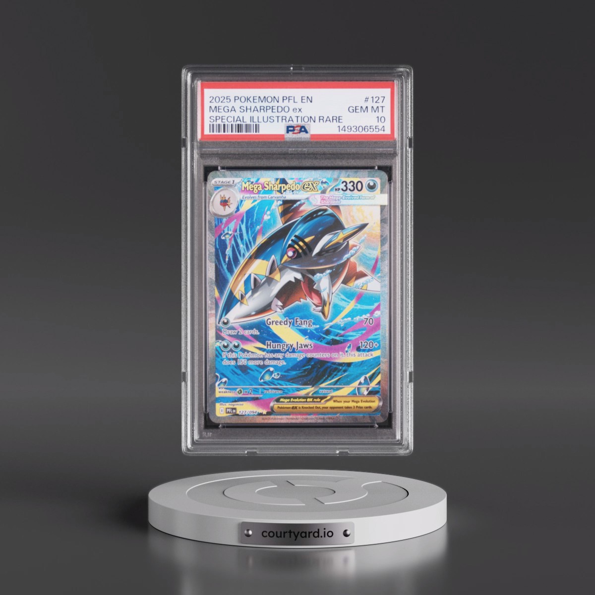 2025 Pokémon Pfl EN-Phantasmal Flames #127 Mega Sharpedo EX - Holo Special Illustration Rare (PSA 10 GEM MINT)