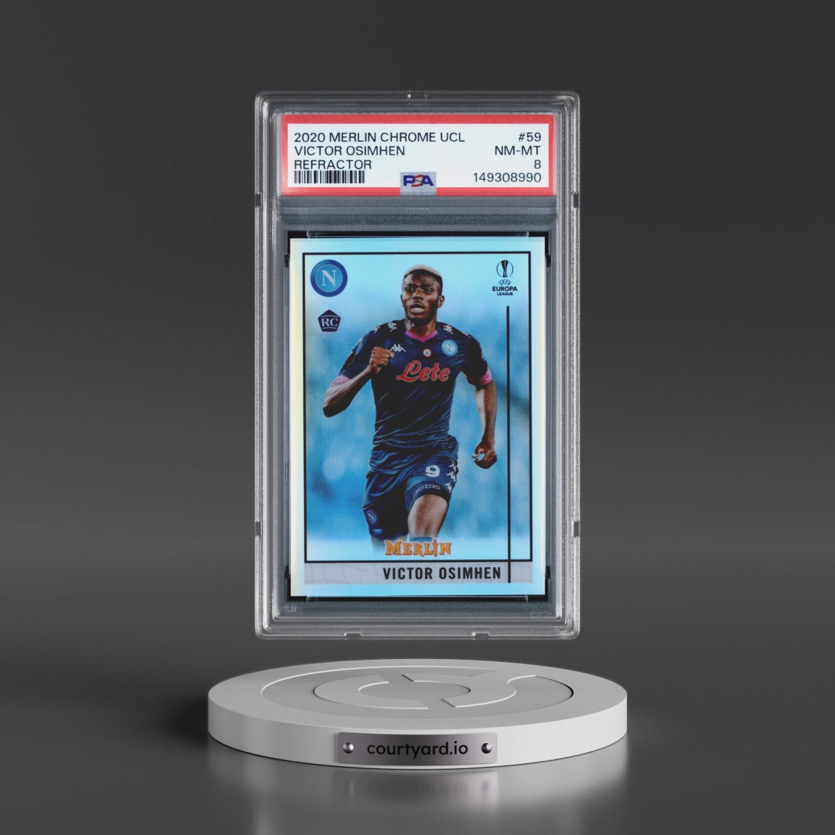 2020 Topps Merlin Chrome UEFA Champions League Victor Osimhen - Refractor #59 PSA 8