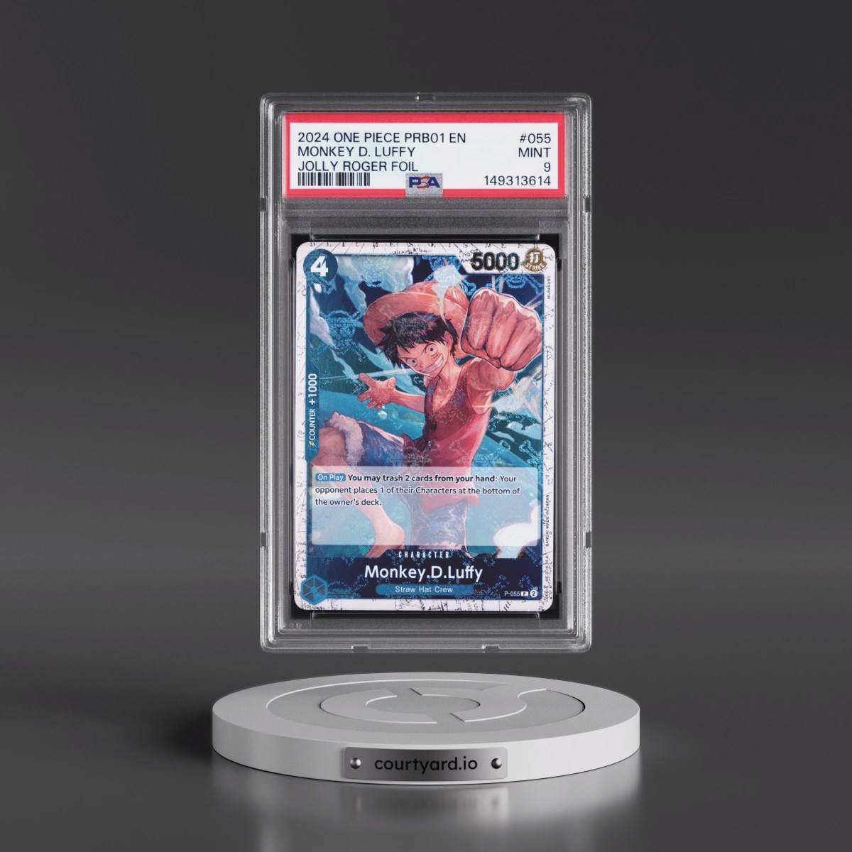 2024 One Piece PRB01-Premium Booster -One Piece Card the Best #055 Monkey D. Luffy - Jolly Roger Foil (PSA 9 MINT)