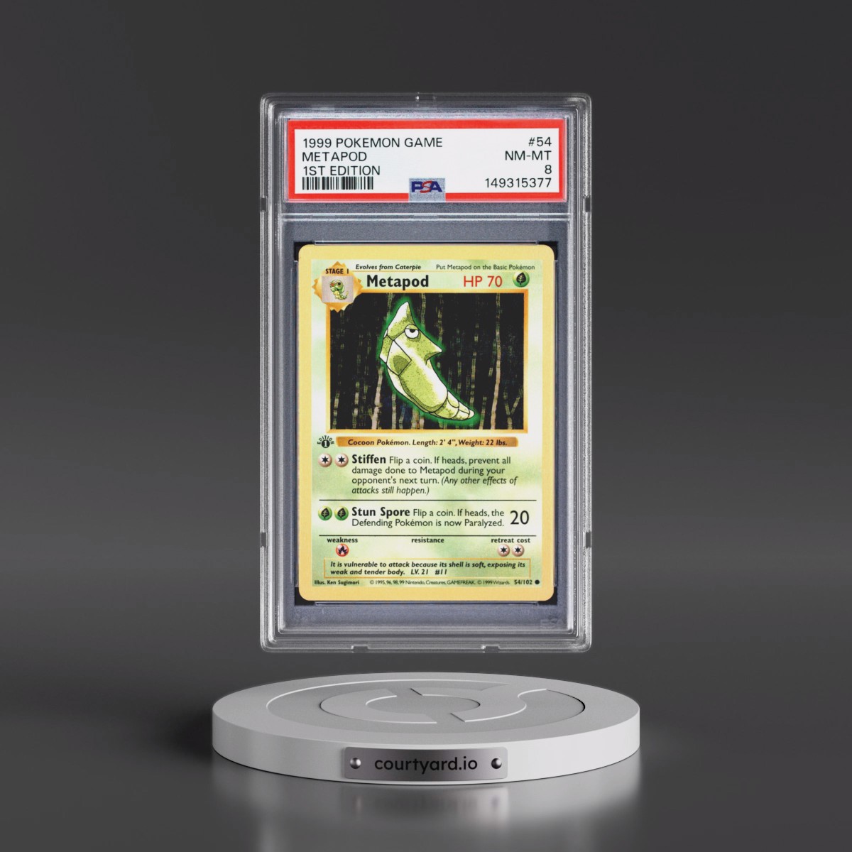 1999 Pokémon Game #54 Metapod - 1st Edition (PSA 8 NM-MT)