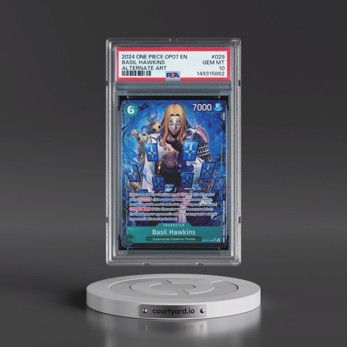 2024 One Piece OP07-500 Years in the Future #029 Basil Hawkins - Alternate Art (PSA 10 GEM MINT)