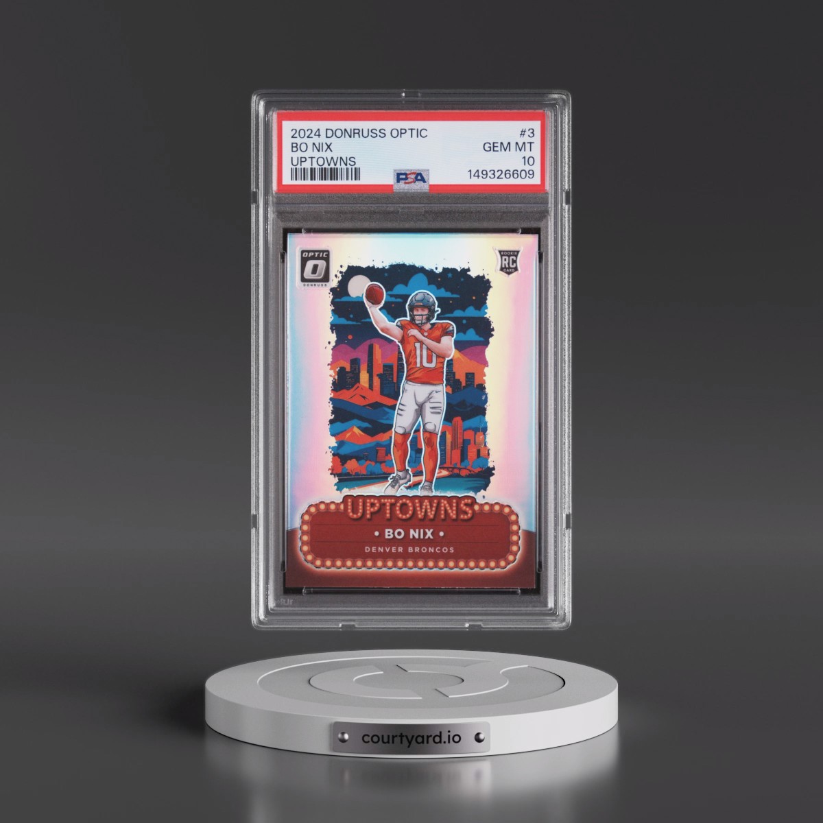 2024 Panini Donruss Optic Uptowns #3 Bo Nix (PSA 10 GEM MINT) - Photo