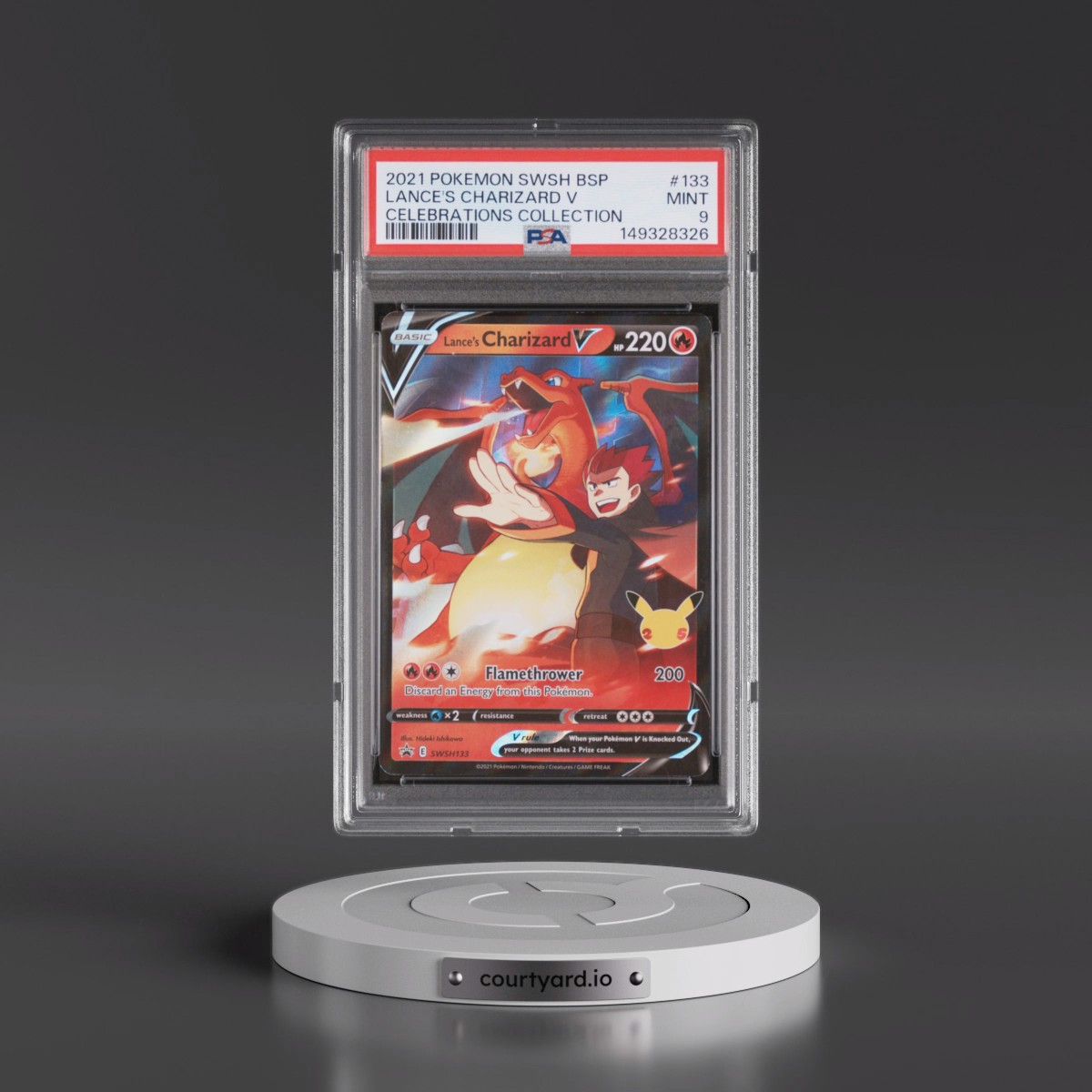 2021 Pokémon Swsh Black Star Promo #133 Lance's Charizard V - Holo Celebrations Collection (PSA 9 MINT)