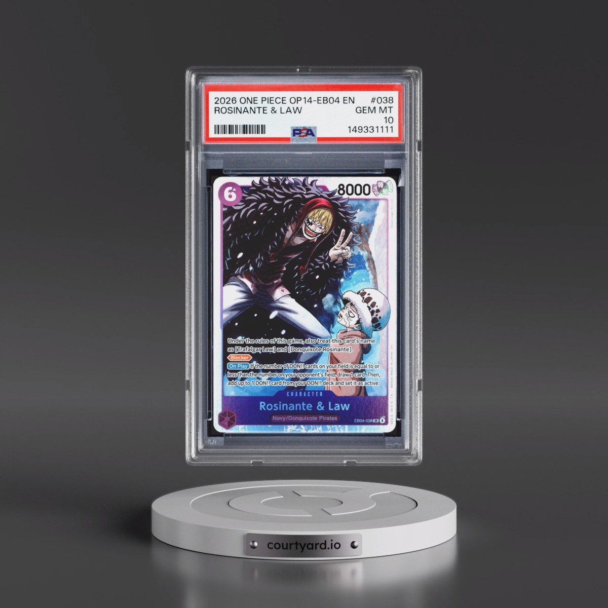 2026 One Piece OP14-EB04-the Azure Sea's Seven #038 Rosinante & Law (PSA 10 GEM MINT)