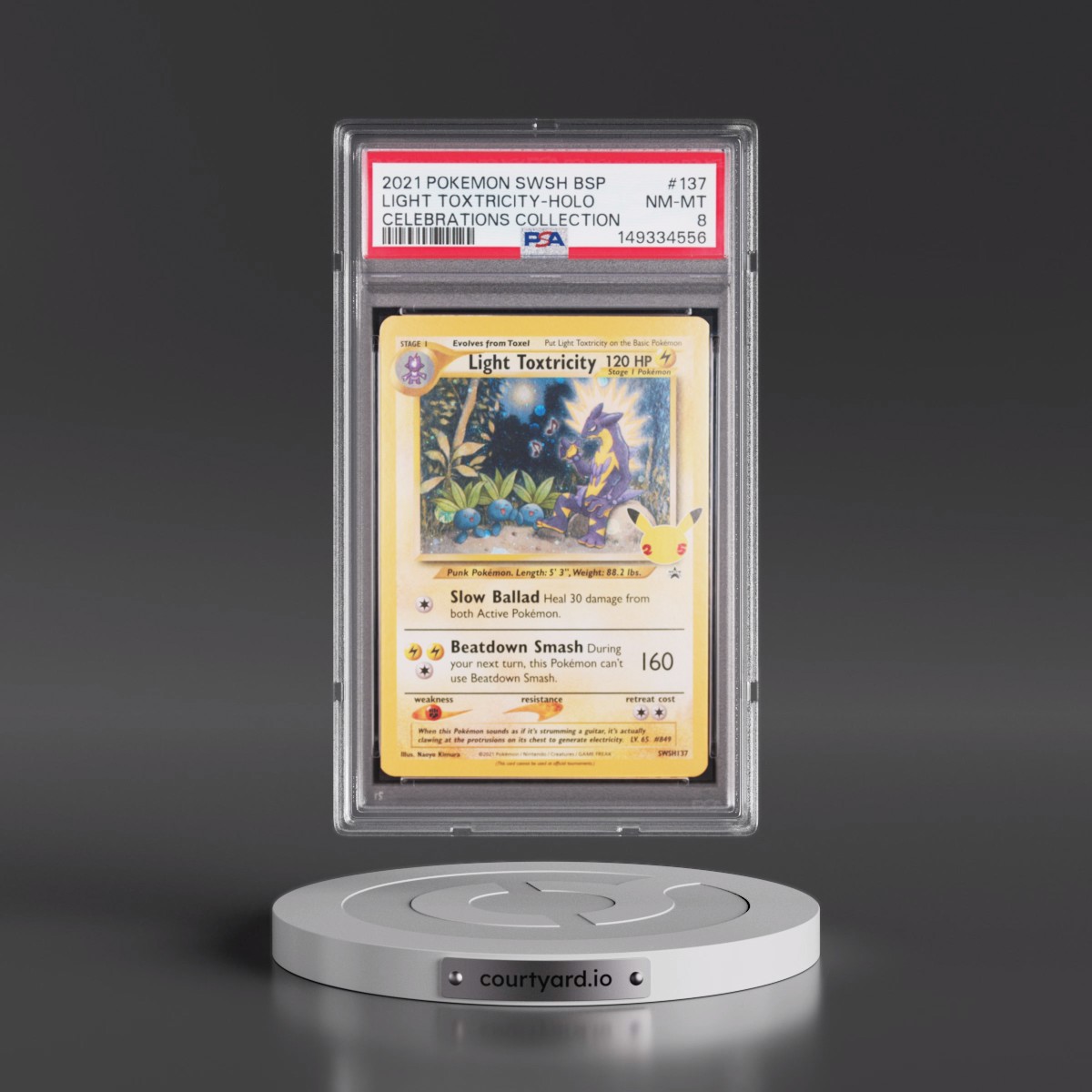 2021 Pokémon Swsh Black Star Promo #137 Light Toxtricity - Holo Celebrations Collection (PSA 8 NM-MT)