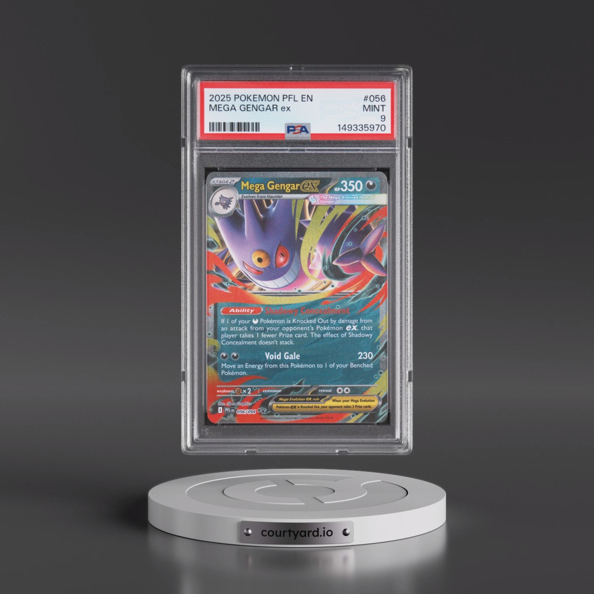 2025 Pokémon Pfl EN-Phantasmal Flames #056 Mega Gengar EX - Holo (PSA 9 MINT)