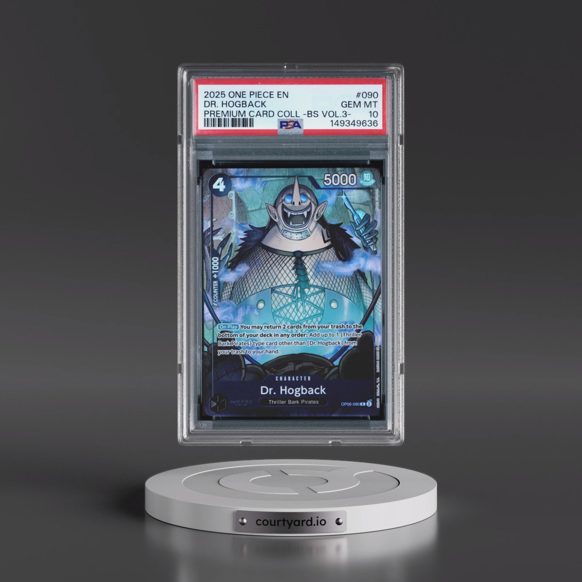 2025 One Piece Premium Card Collection -Best Selection Vol.3 #090 DR. Hogback (PSA 10 GEM MINT)