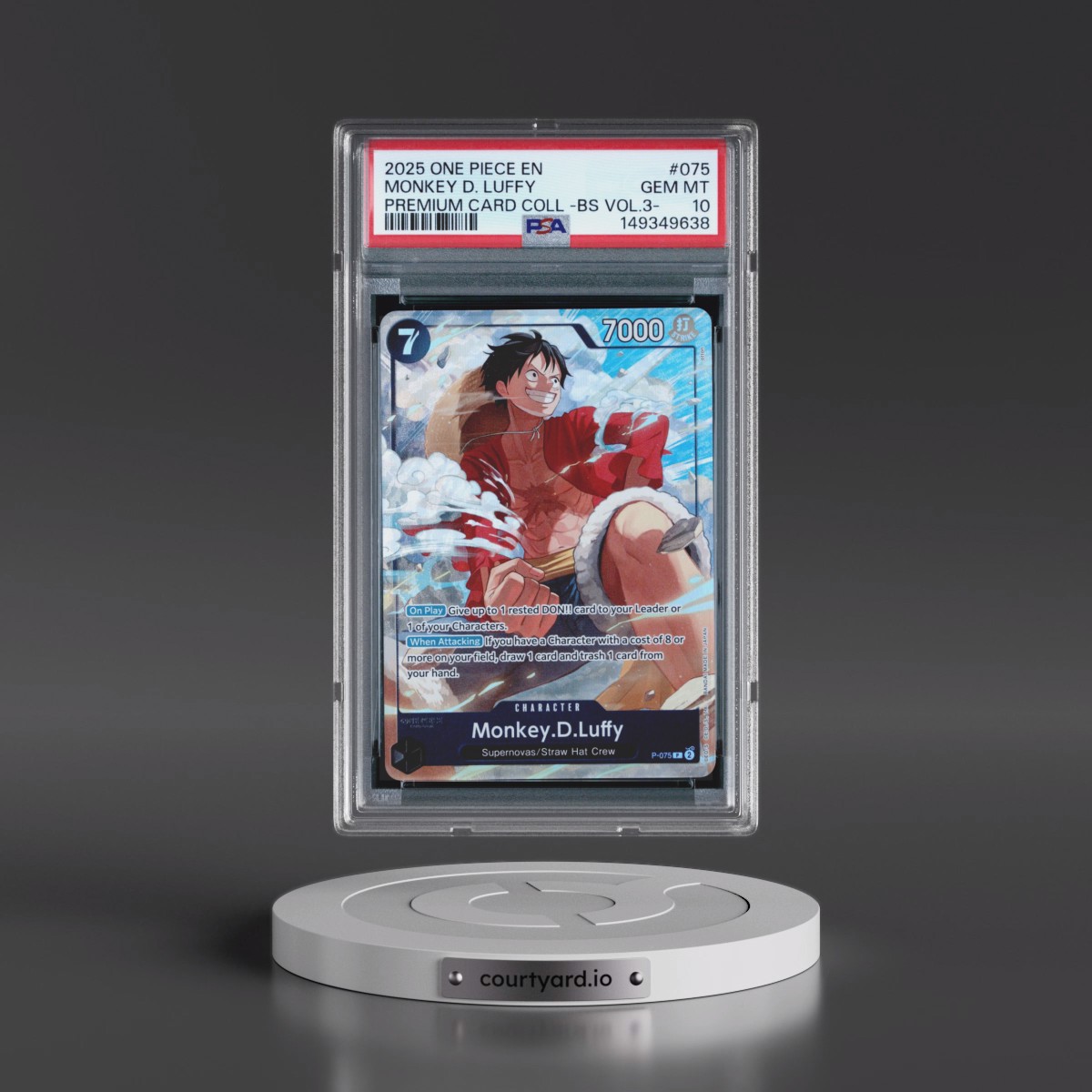 2025 One Piece Premium Card Collection -Best Selection Vol.3 #075 Monkey D. Luffy (PSA 10 GEM MINT)