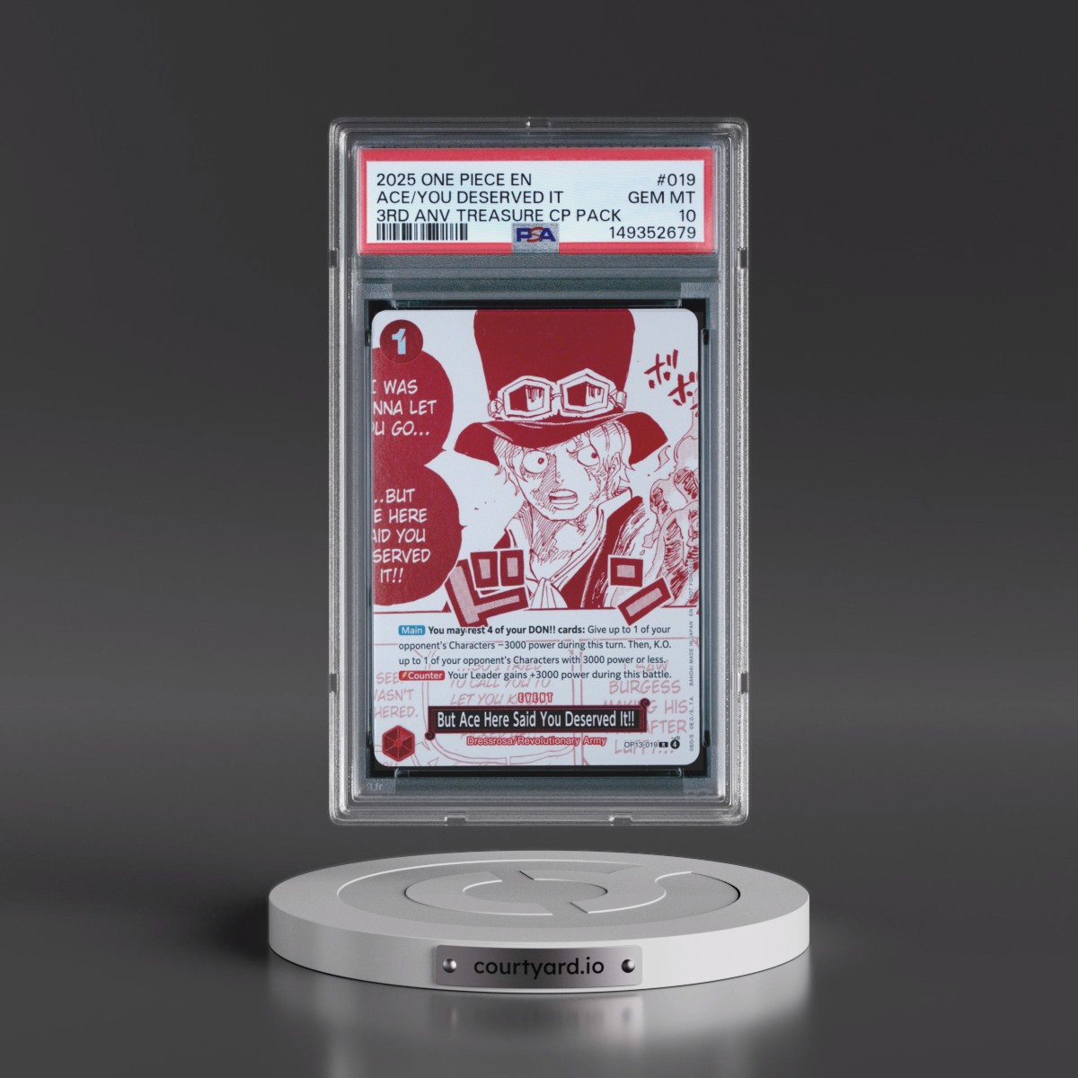 2025 One Piece 3rd Anniversary! One Piece Card Treasure Campaign Pack #019 But Ace Here Said You Deserved It!! (PSA 10 GEM MINT)