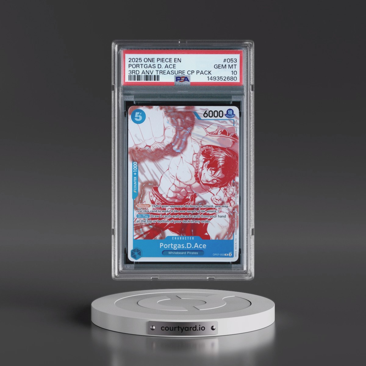 2025 One Piece 3rd Anniversary! One Piece Card Treasure Campaign Pack #053 Portgas D. Ace (PSA 10 GEM MINT)
