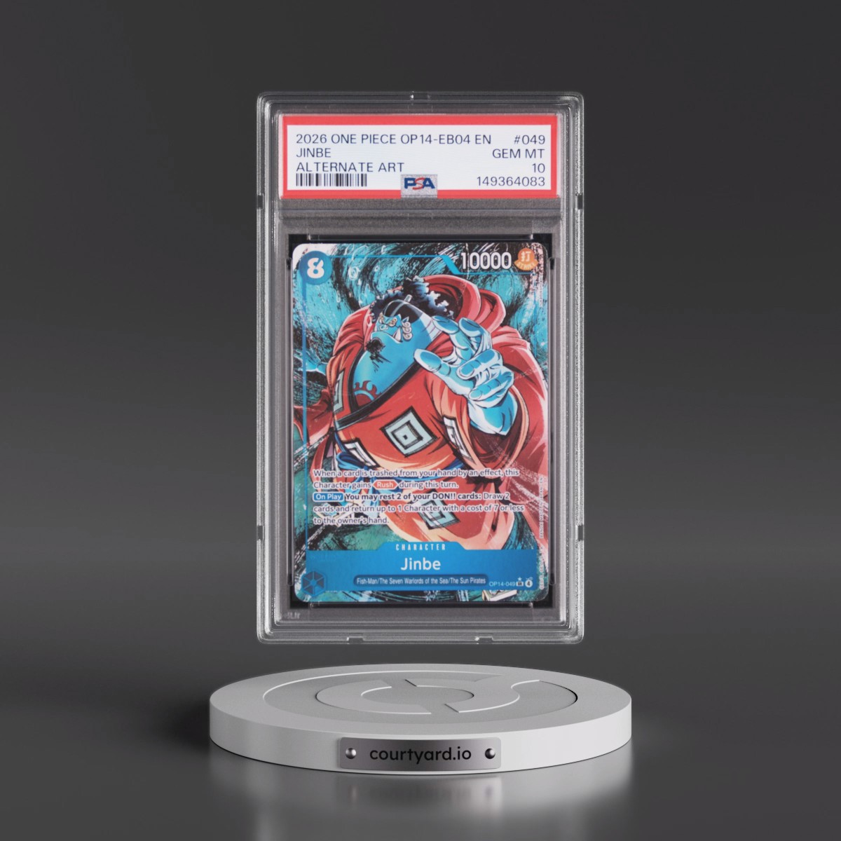 2026 One Piece OP14-EB04-the Azure Sea's Seven #049 Jinbe - Alternate Art (PSA 10 GEM MINT)