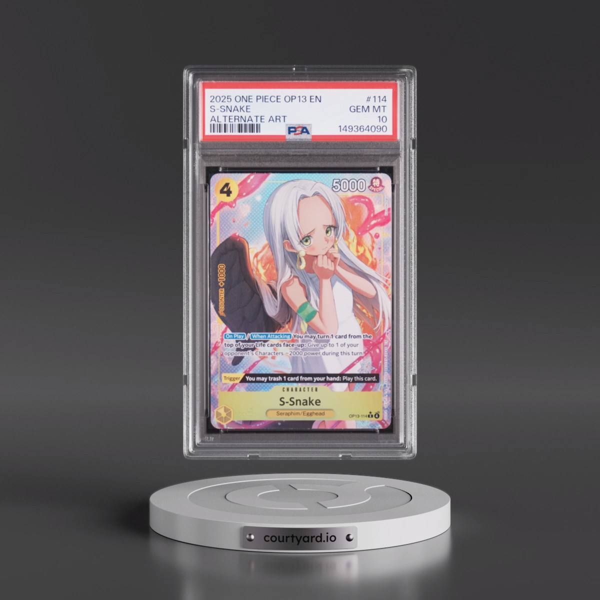 2025 One Piece OP13-Carrying on His Will #114 S-Snake - Alternate Art (PSA 10 GEM MINT)