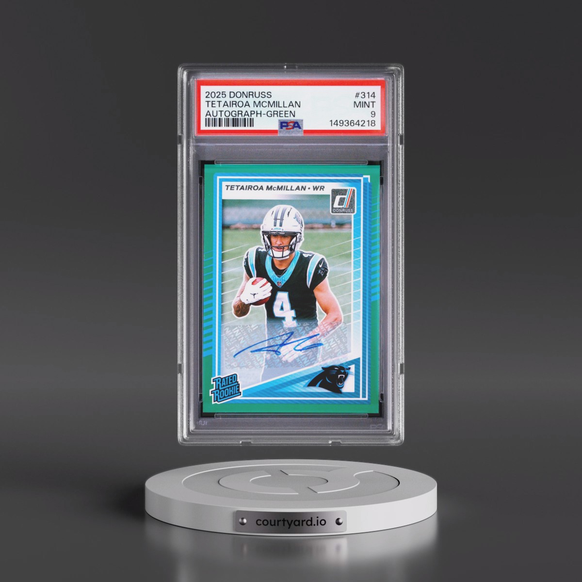 2025 Panini Donruss Tetairoa Mcmillan - Autograph-Green #314 PSA 9