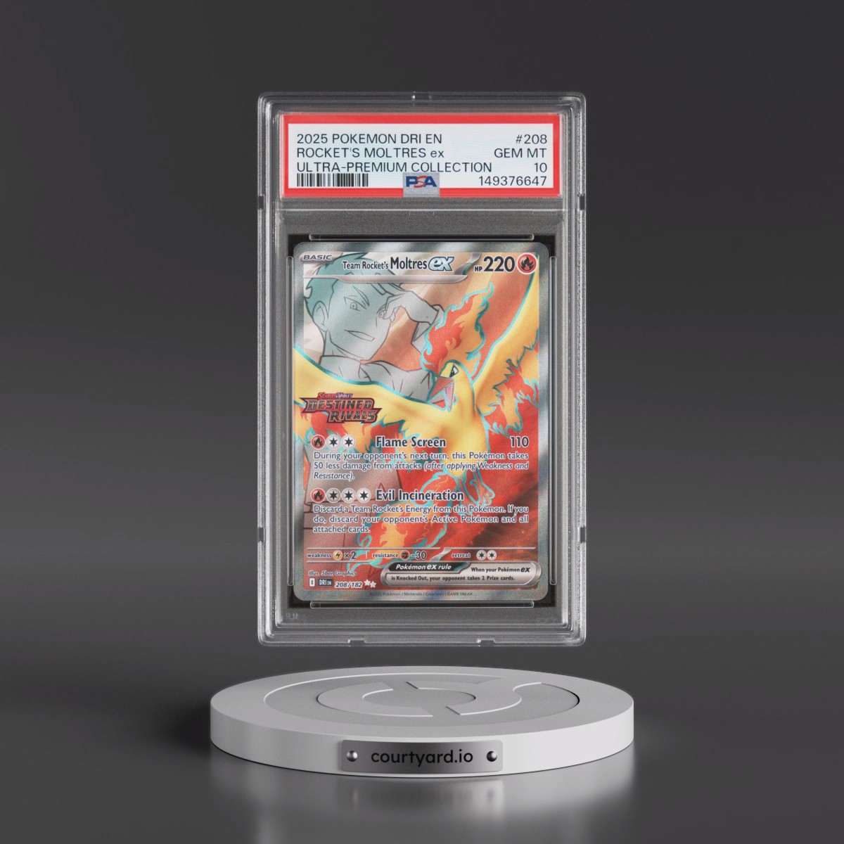 2025 Pokémon Dri EN-Destined Rivals #208 Team Rocket's Moltres EX - Holo Team Rocket's Moltres EX Ultra-Premium Collection (PSA 10 GEM MINT)