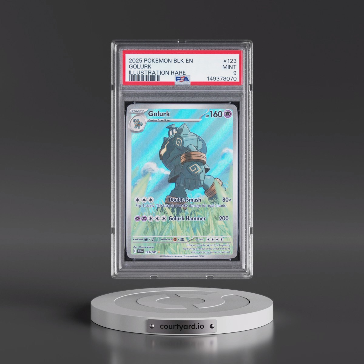 2025 Pokémon Blk EN-Black Bolt #123 Golurk - Illustration Rare (PSA 9 MINT)