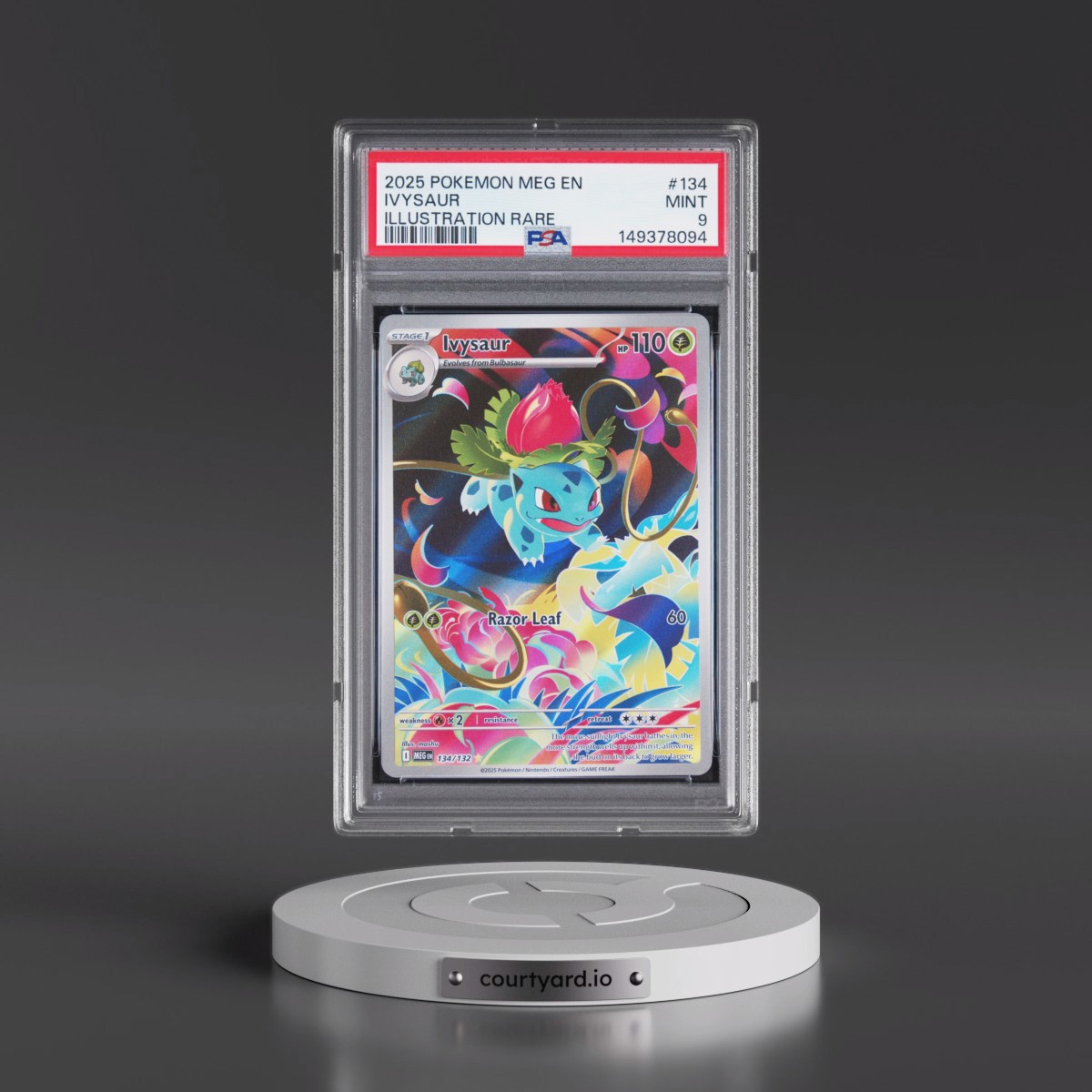 2025 Pokémon Meg EN-Mega Evolution #134 Ivysaur - Illustration Rare (PSA 9 MINT)