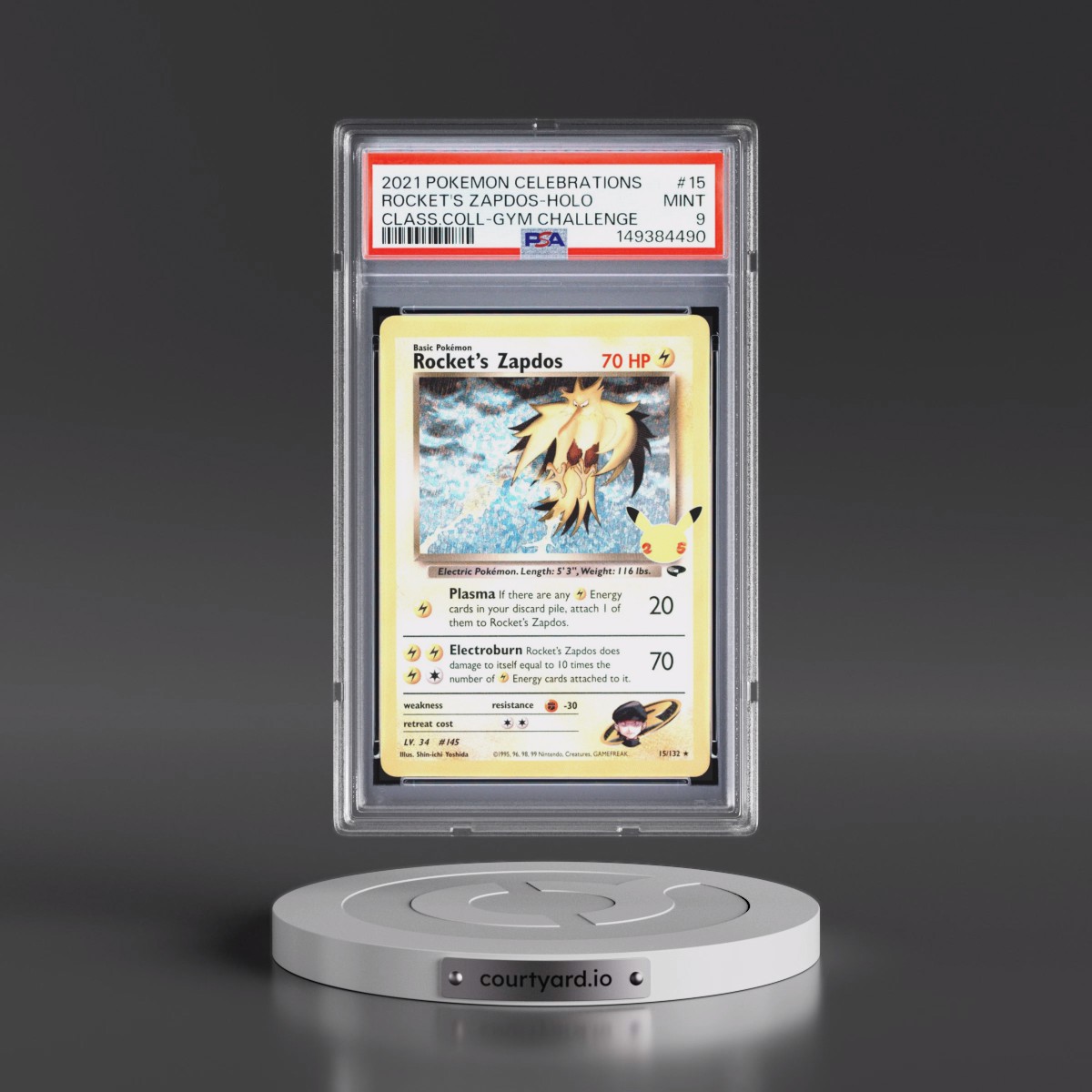 2021 Pokémon Celebrations Classic Collection #15 Rocket's Zapdos - Holo (PSA 9 MINT)
