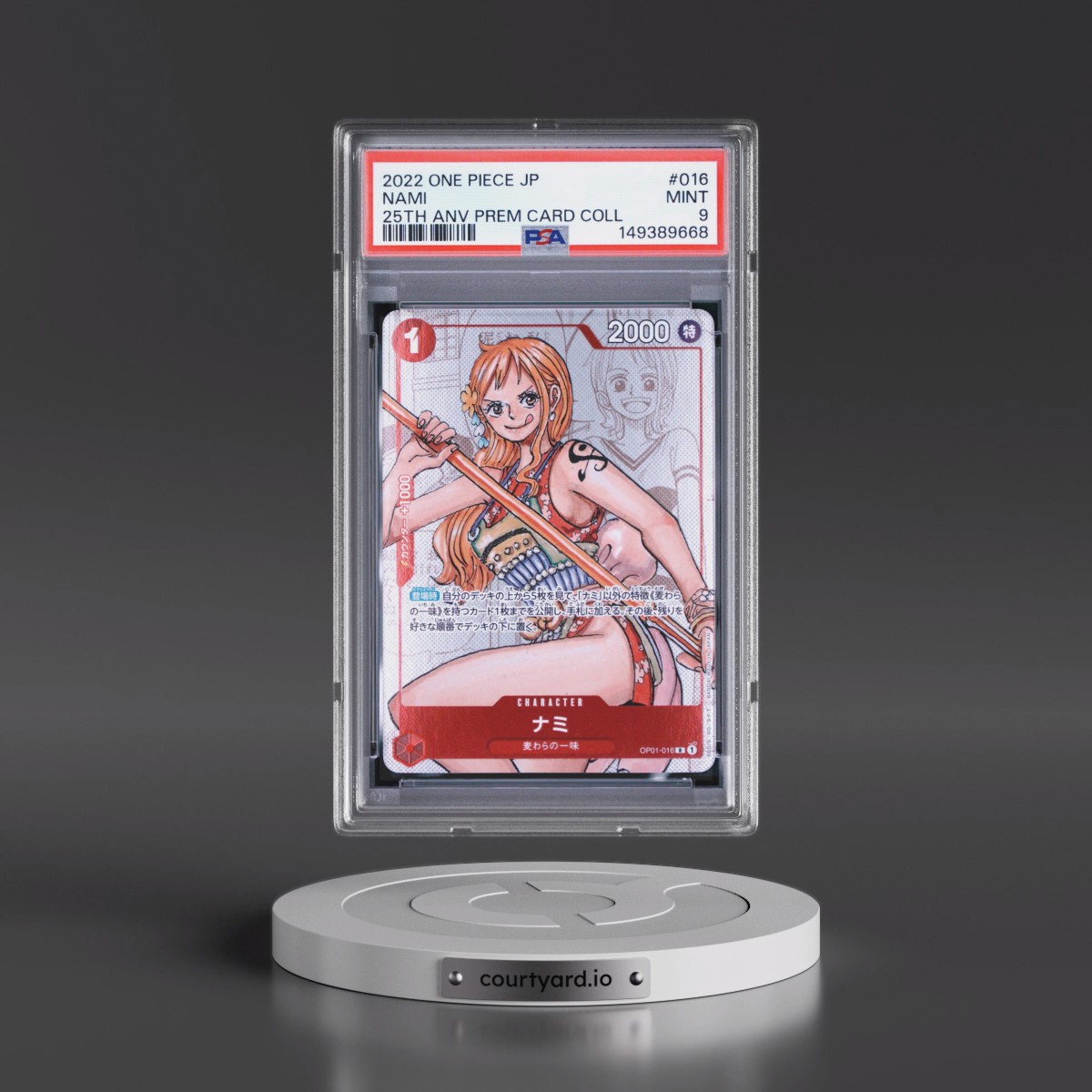 2022 One Piece Japanese 25th Anniversary Premium Card Collection #016 Nami (PSA 9 MINT)