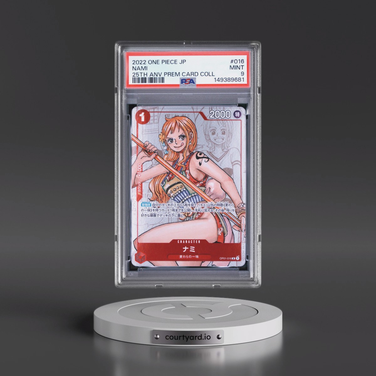 2022 One Piece Japanese 25th Anniversary Premium Card Collection #016 Nami (PSA 9 MINT)