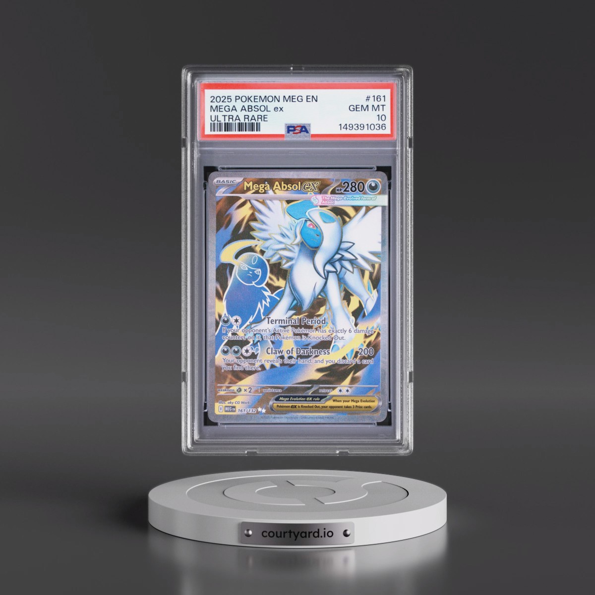 2025 Pokémon Meg EN-Mega Evolution #161 Mega Absol EX - Holo Ultra Rare (PSA 10 GEM MINT)