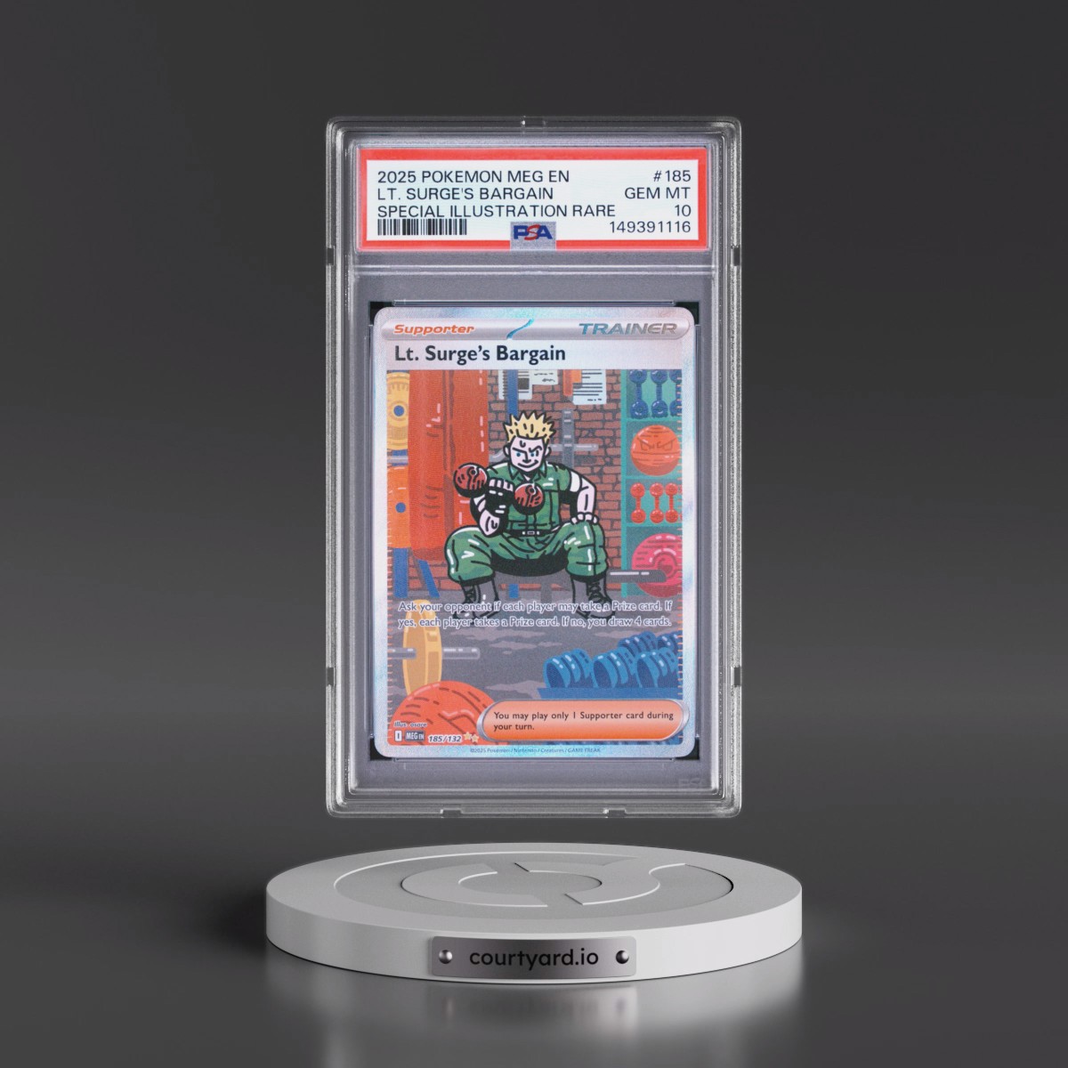 2025 Pokémon Meg EN-Mega Evolution #185 LT. Surge's Bargain - Special Illustration Rare (PSA 10 GEM MINT)