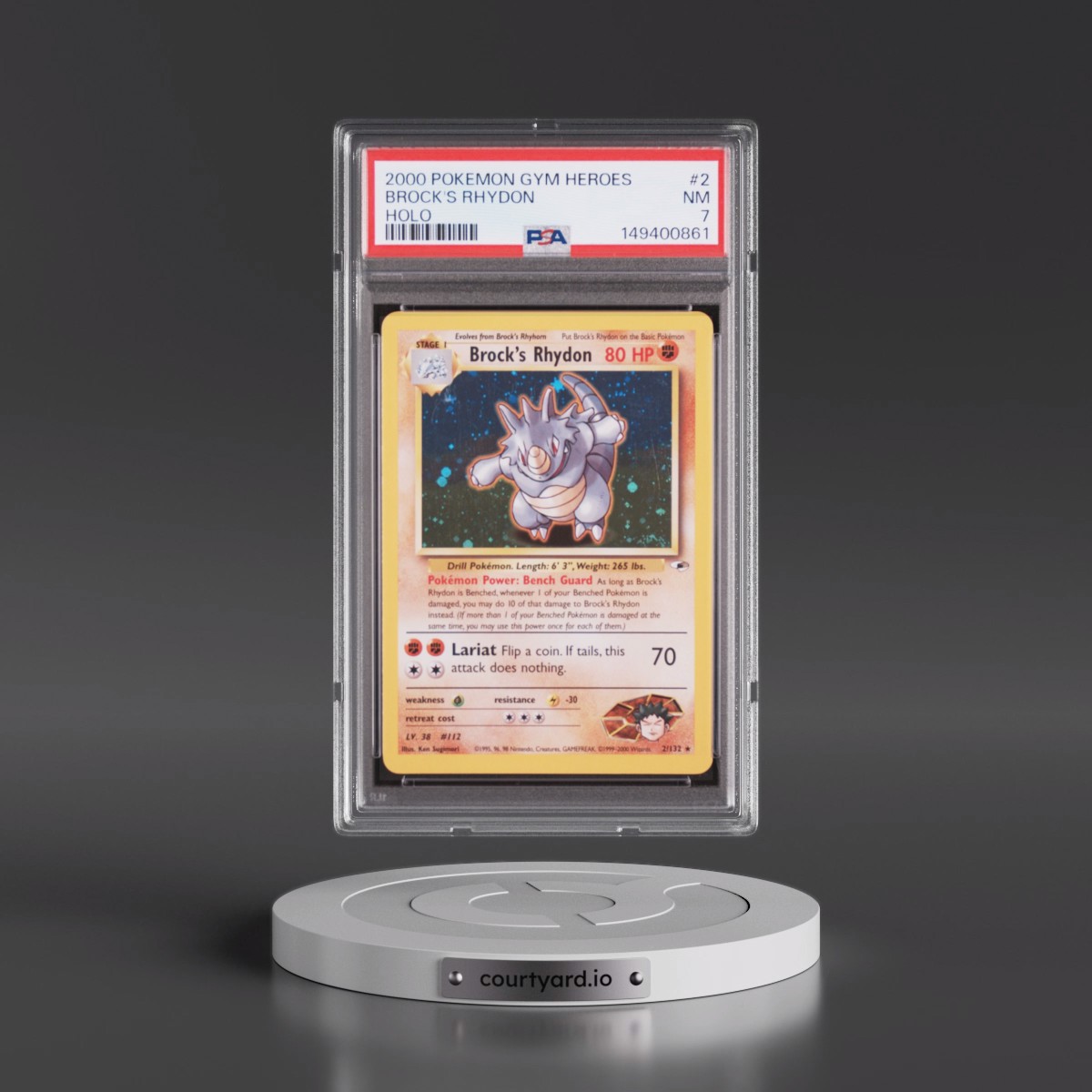 2000 Pokémon Gym Heroes #2 Brock's Rhydon - Holo (PSA 7 NM)