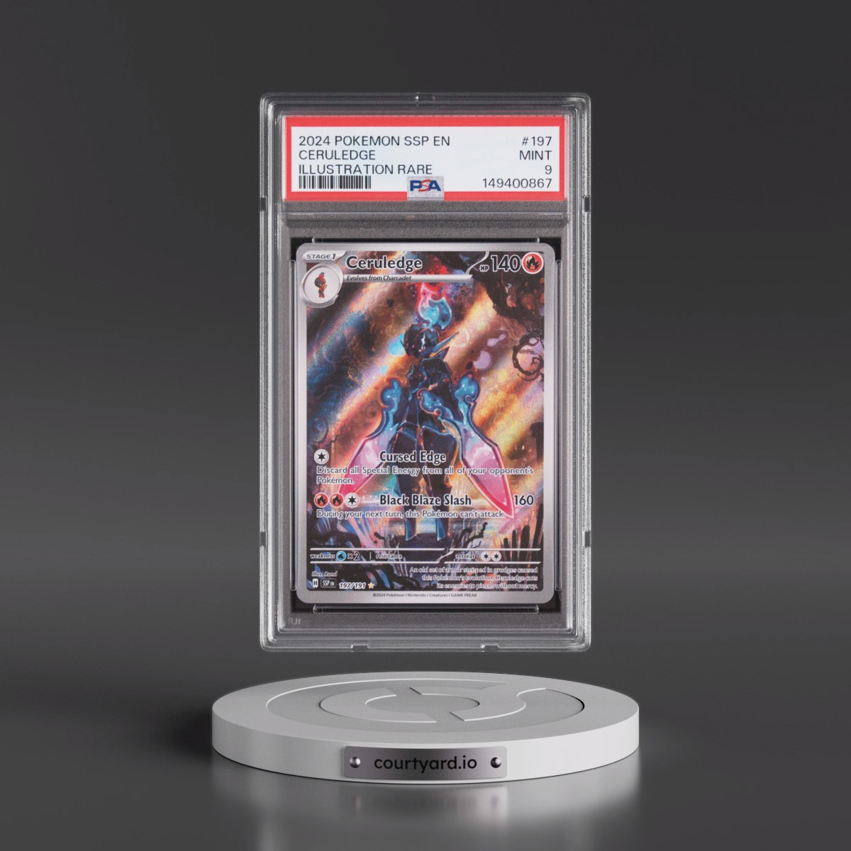2024 Pokémon Ssp EN-Surging Sparks #197 Ceruledge - Illustration Rare (PSA 9 MINT)