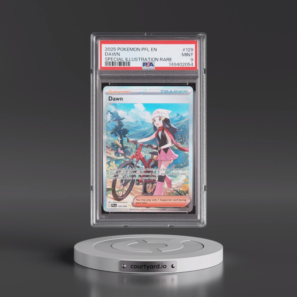 2025 Pokémon Pfl EN-Phantasmal Flames #129 Dawn - Special Illustration Rare (PSA 9 MINT)