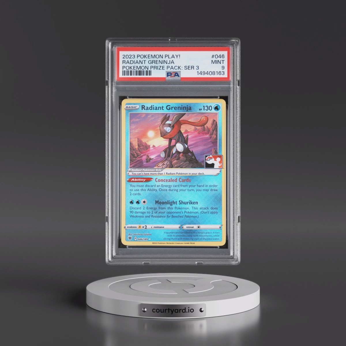 2023 Pokémon Play! Pokémon Prize Pack: Series 3 #046 Radiant Greninja - Holo (PSA 9 MINT)