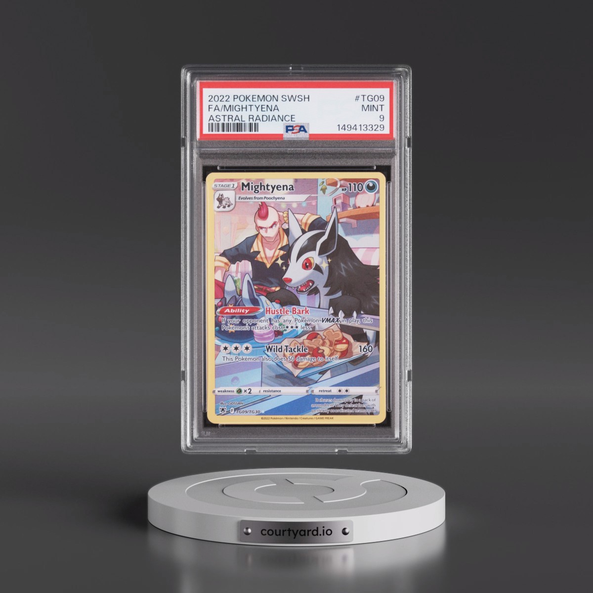 2022 Pokémon Sword & Shield Astral Radiance #TG09 Mightyena - Full Art (PSA 9 MINT)