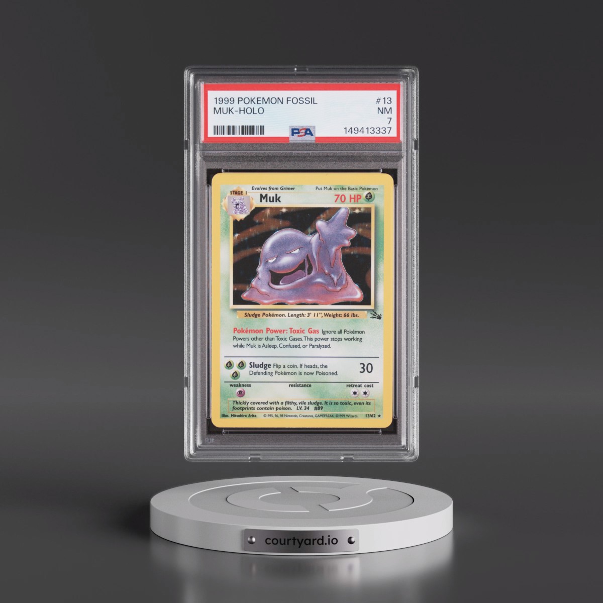 1999 Pokémon Fossil #13 Muk - Holo (PSA 7 NM)
