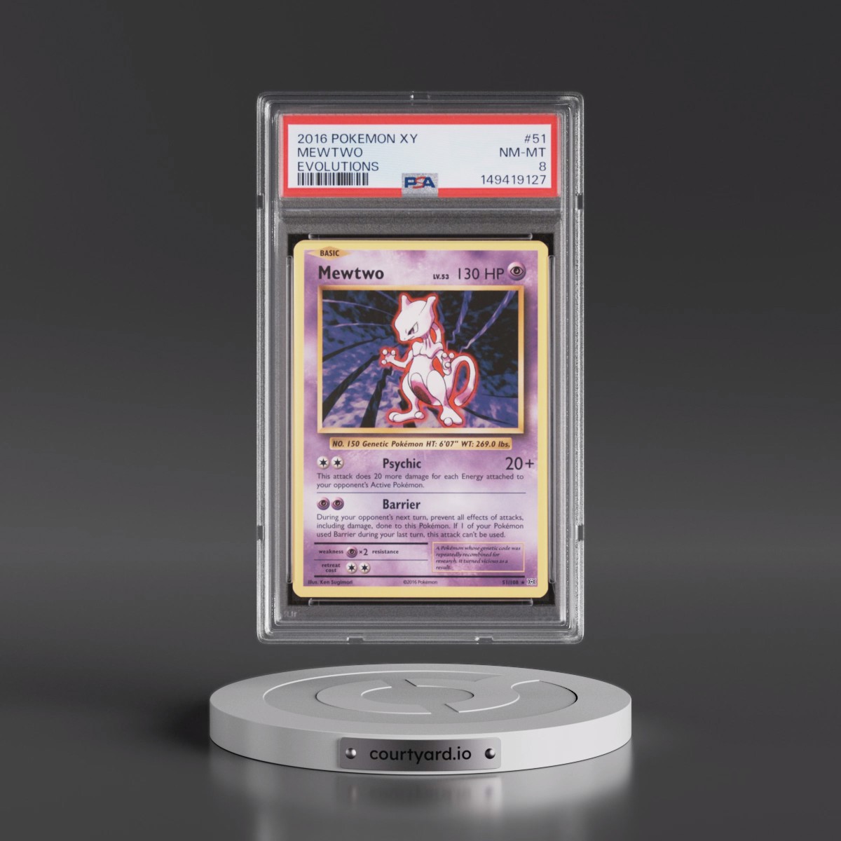 2016 Pokémon XY Evolutions #51 Mewtwo (PSA 8 NM-MT)