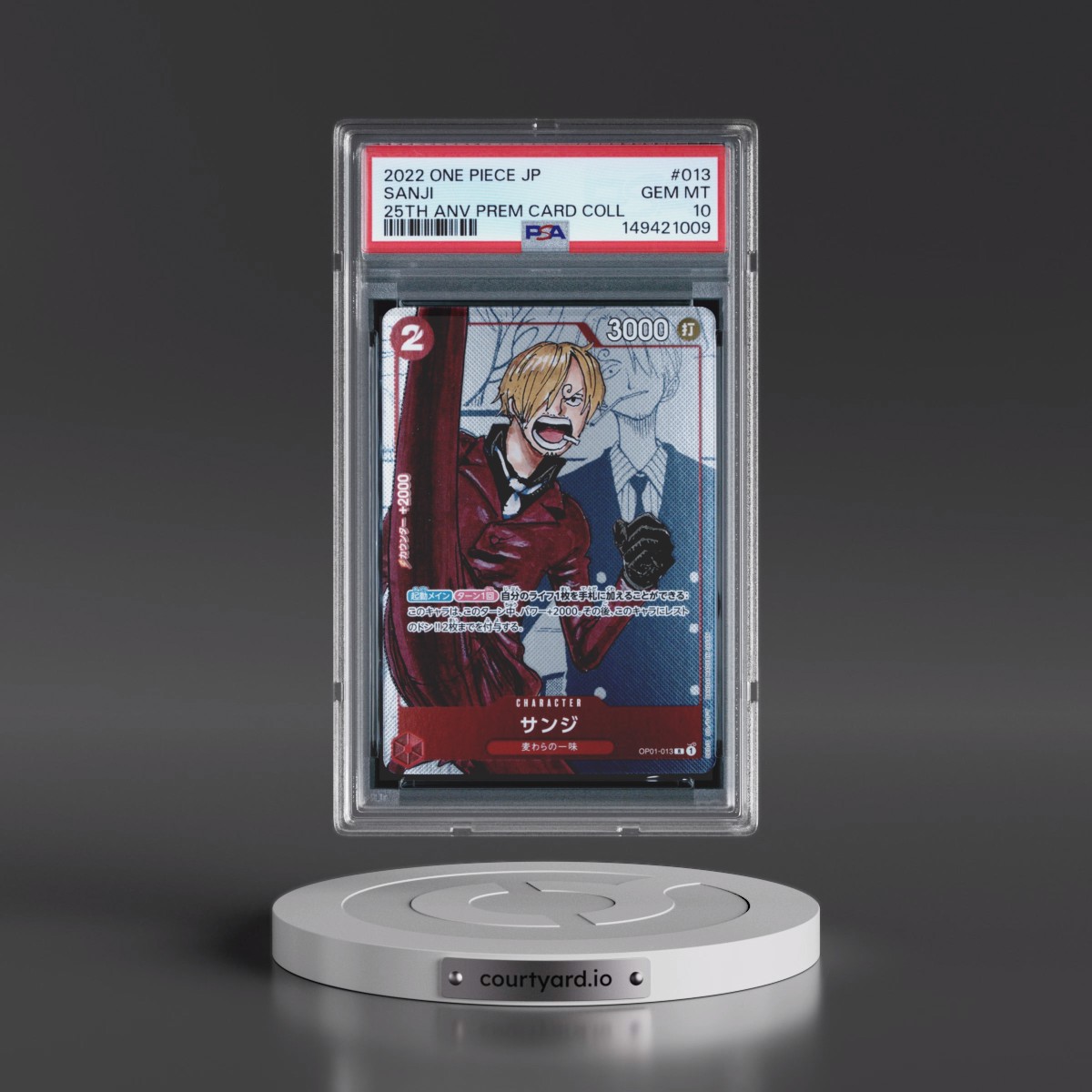 2022 One Piece Japanese 25th Anniversary Premium Card Collection #013 Sanji (PSA 10 GEM MINT)