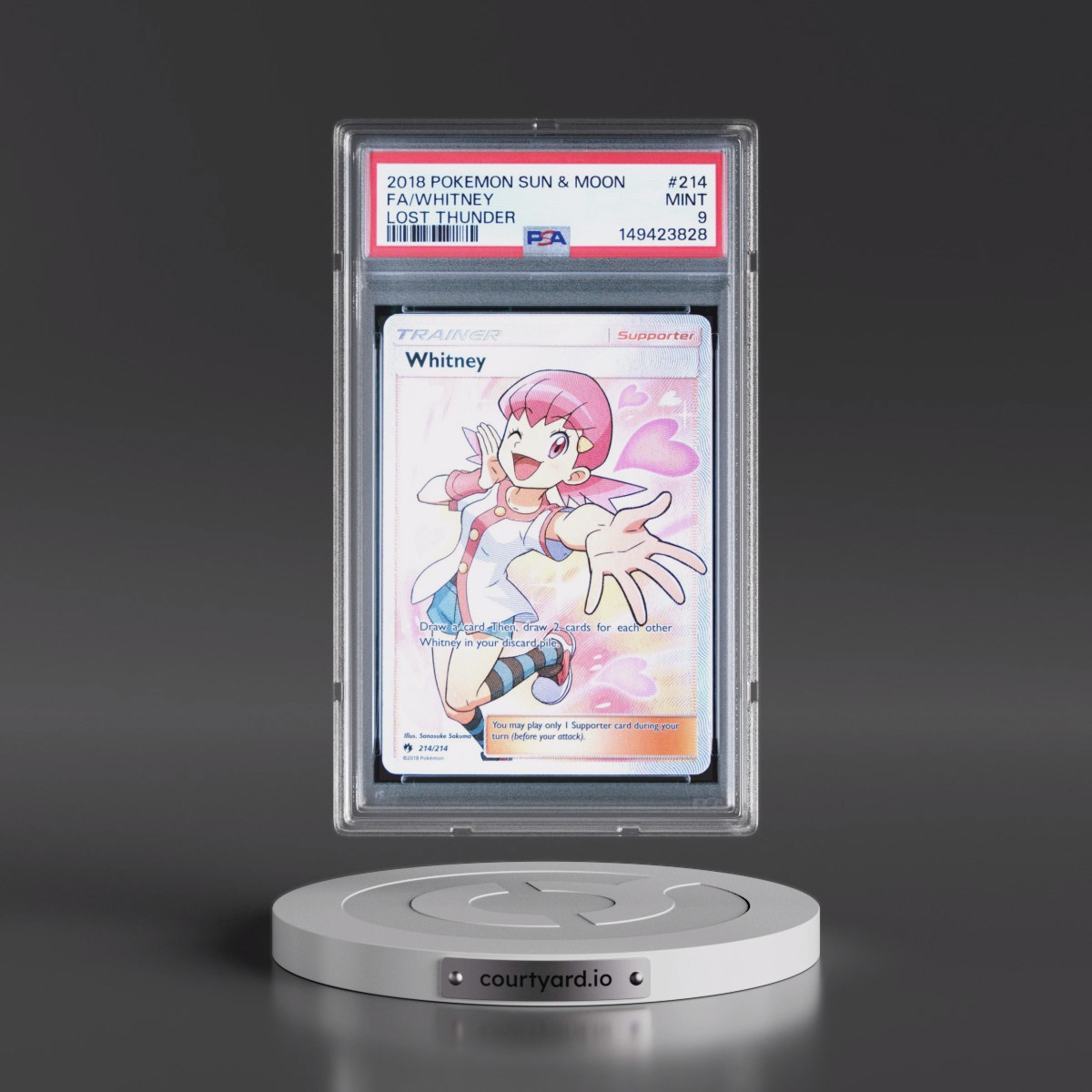 2018 Pokémon Sun & Moon Lost Thunder #214 Whitney - Full Art (PSA 9 MINT)